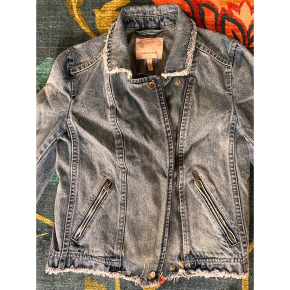 Rebecca Taylor Washed Denim Moto Jacket Size Small - Picture 5 of 8